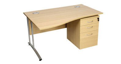 Beech or Light oak mfc Wave Desk