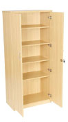 Double door cupboard H1800 x W800 x D450 plus 4 shelves, light oak