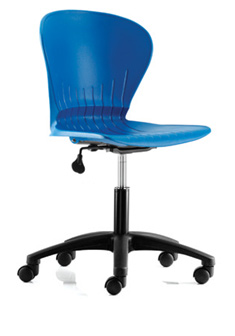 Academy Blue plastic swivel chair with castors or glides