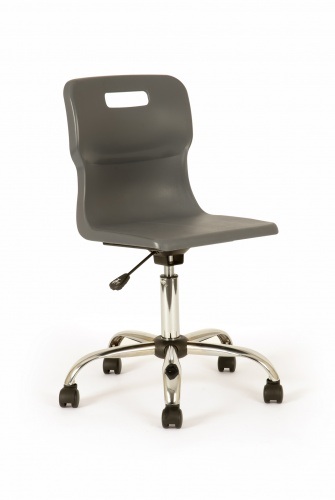 Titan Classroom Swivel Chair Charcoal seat chrome base 