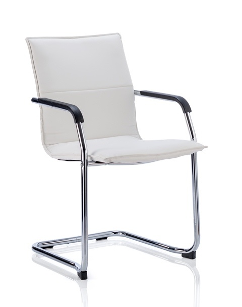 White leather and chrome cantilever chair
