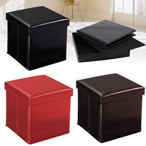 Leather style ottoman storage boxes and low stools square 380 h x 380 d x 380 h