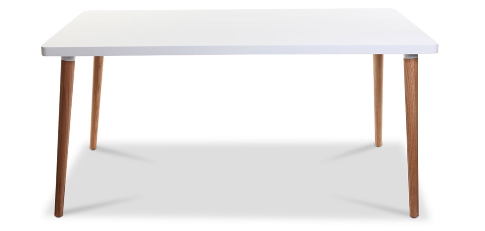 Beech leg designer rectangular table with white top 1600 x 900