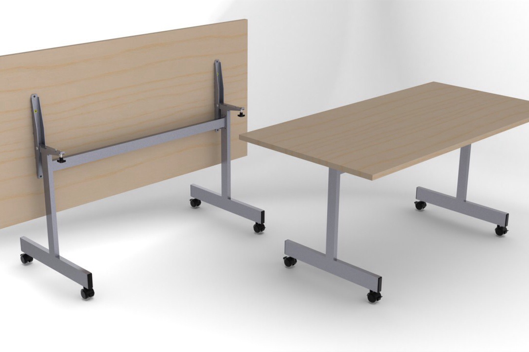 Economy Rectangular mobile  tilt top flip  folding table economy range on castors or glides