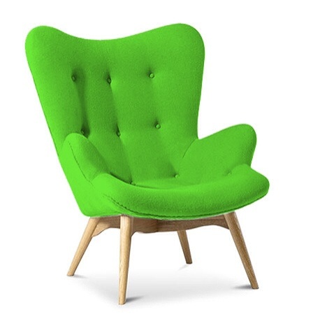 Cashmere Designer Wingback Armchair Bright Green