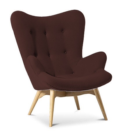 Cashmere Designer Wingback Armchair Brown