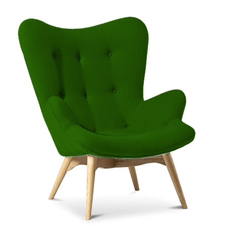 Cashmere Designer Wingback Armchair Green
