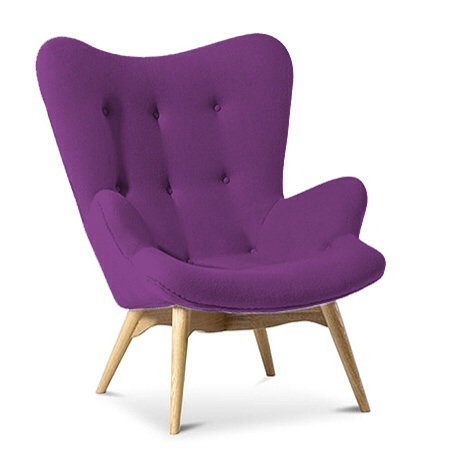 Cashmere Designer Wingback Armchair Purple