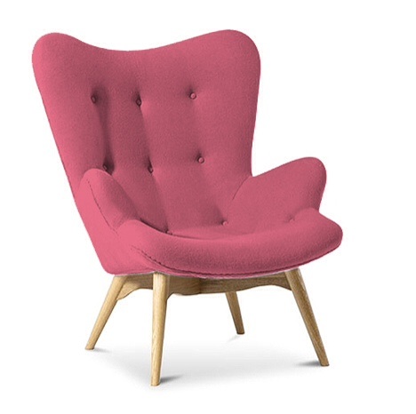 Cashmere Designer Wingback Armchair Pink