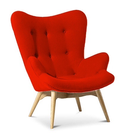 Cashmere Designer Wingback Armchair Red