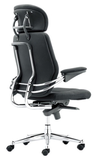 Contemporary High back Executive armchair with chrome base in black