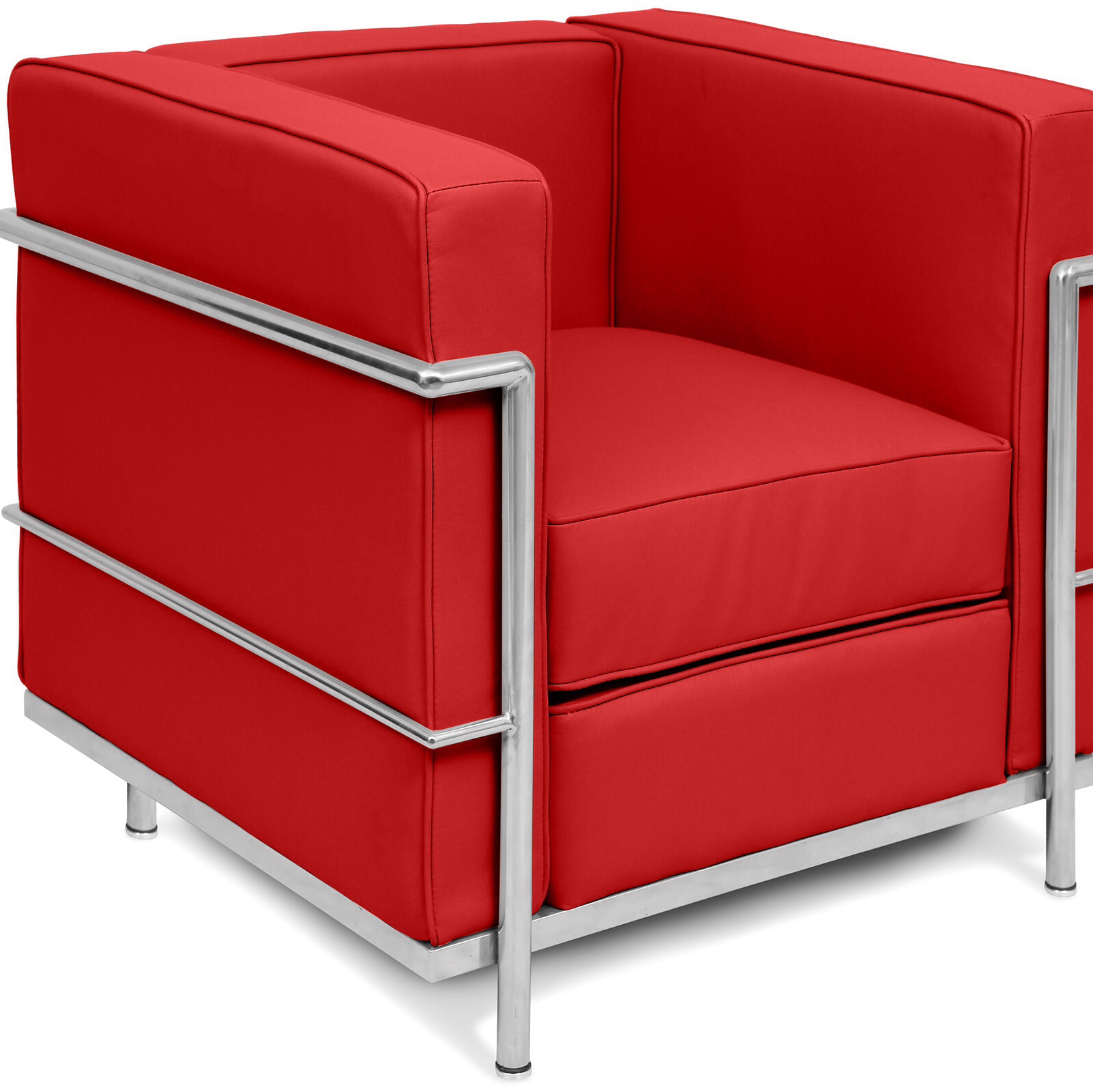 Bright coloured Corbusier style armchair Red