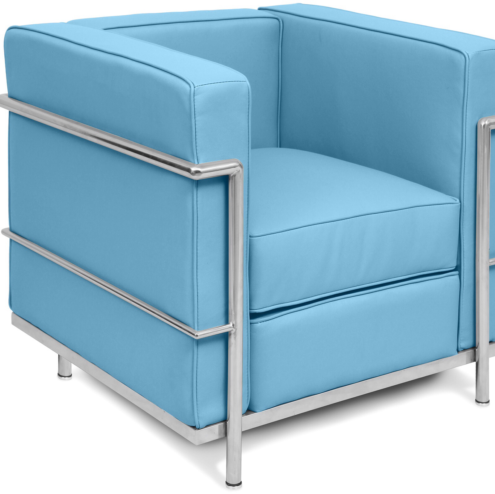 Bright coloured Corbusier style armchair Light Blue