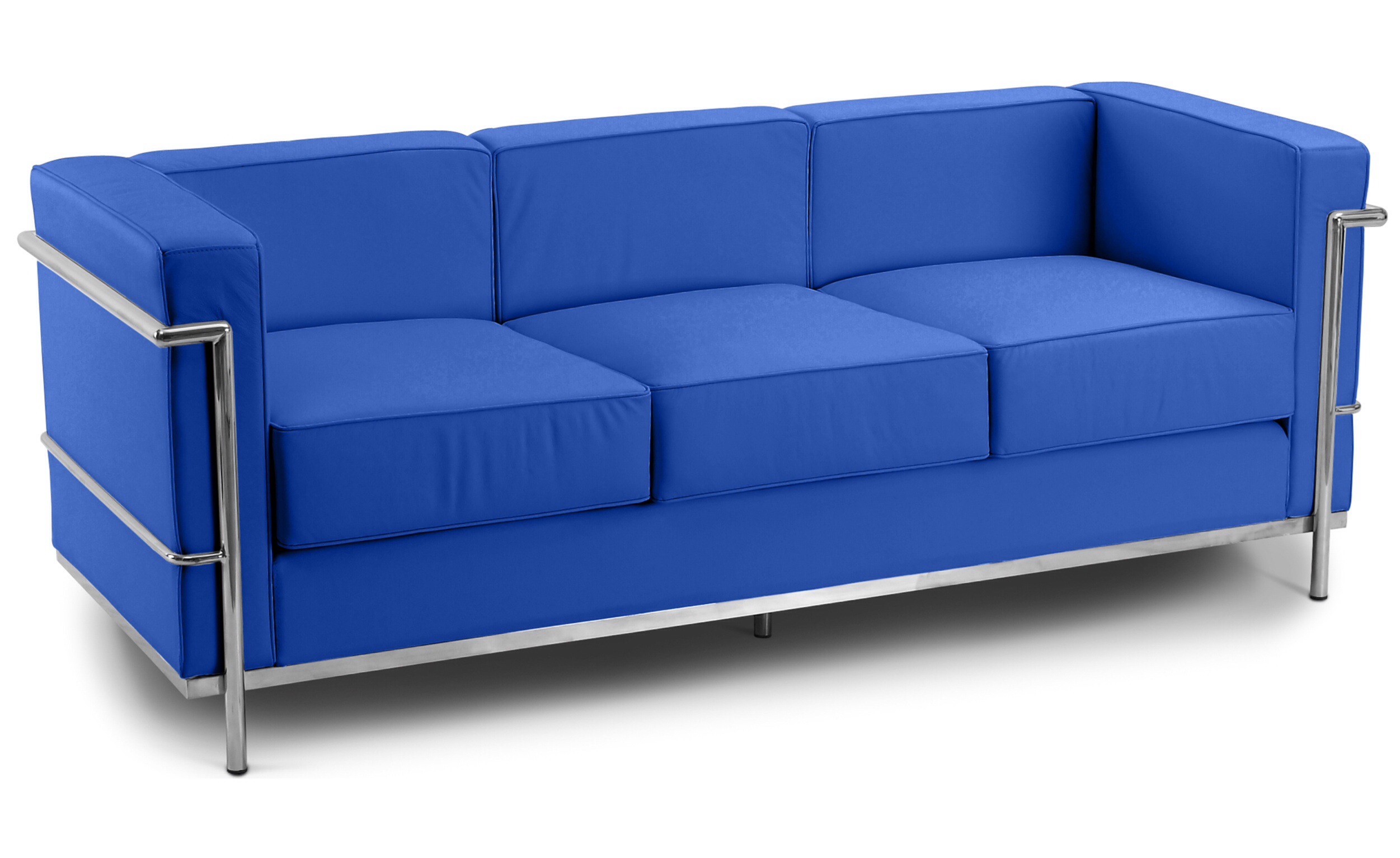 Corbusier 3 seater sofa faux leather blue 1960 wide