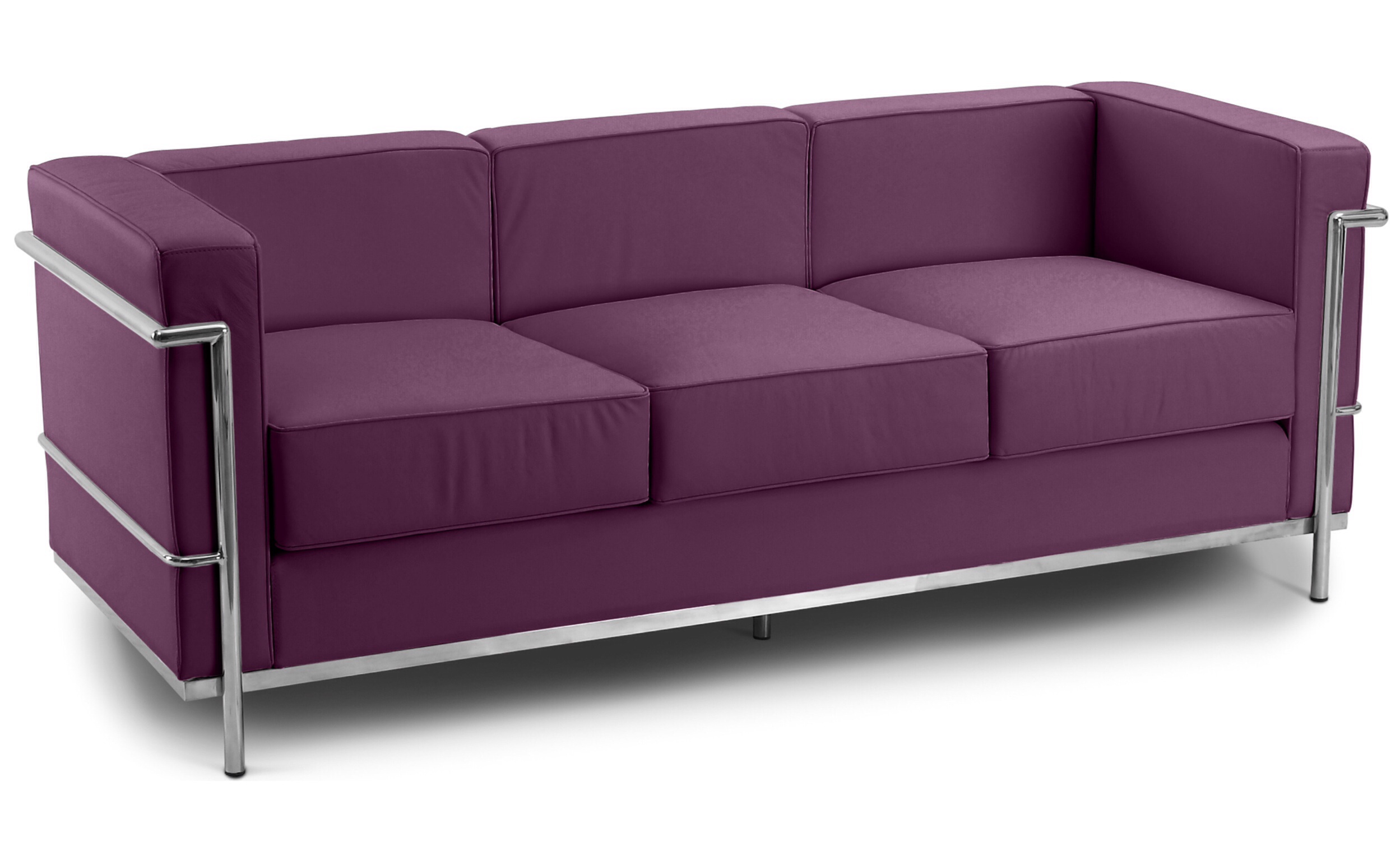 Corbusier 3 seater sofa faux leather mauve 1960 wide
