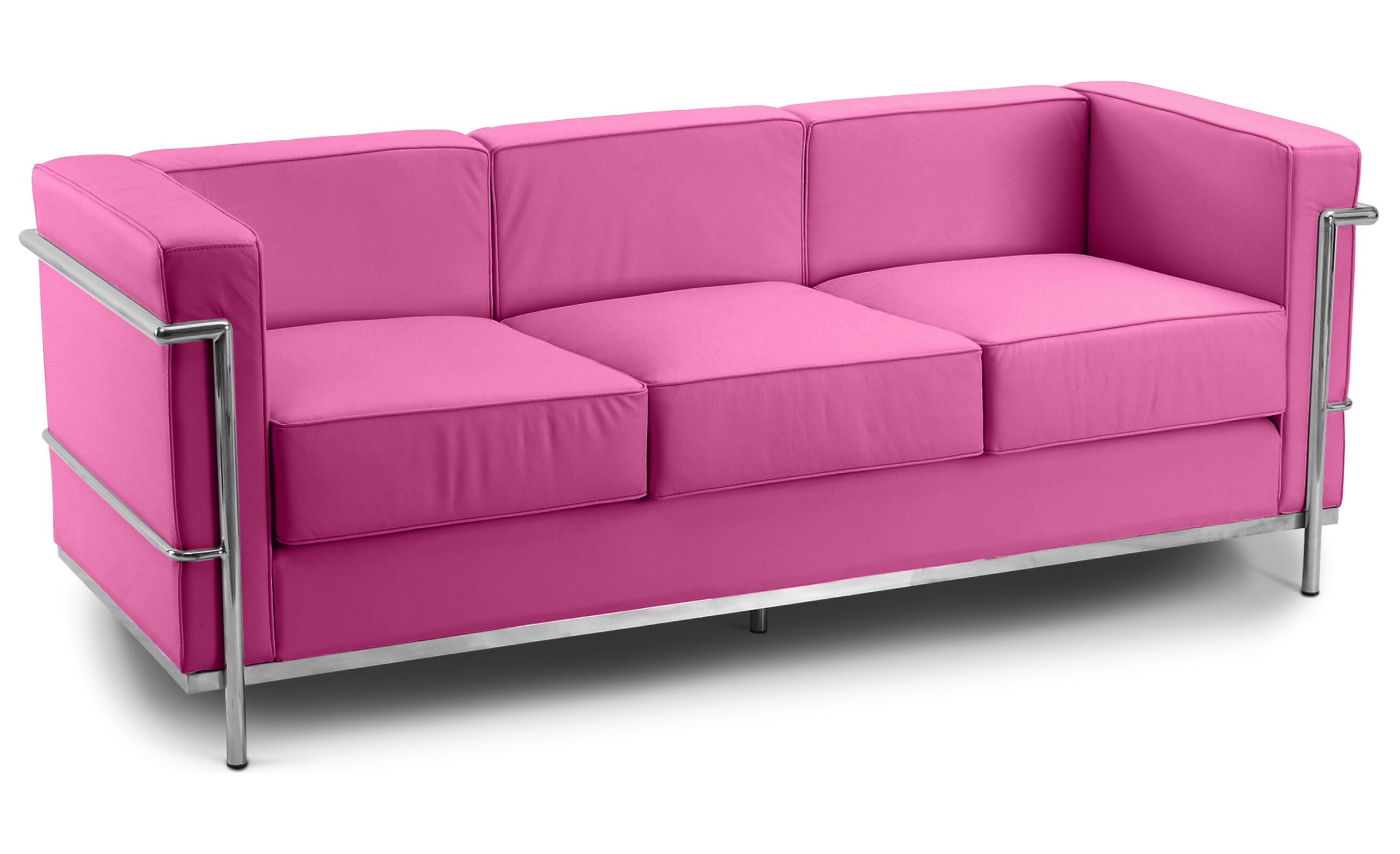 Corbusier 3 seater sofa faux leather pink 1960 wide