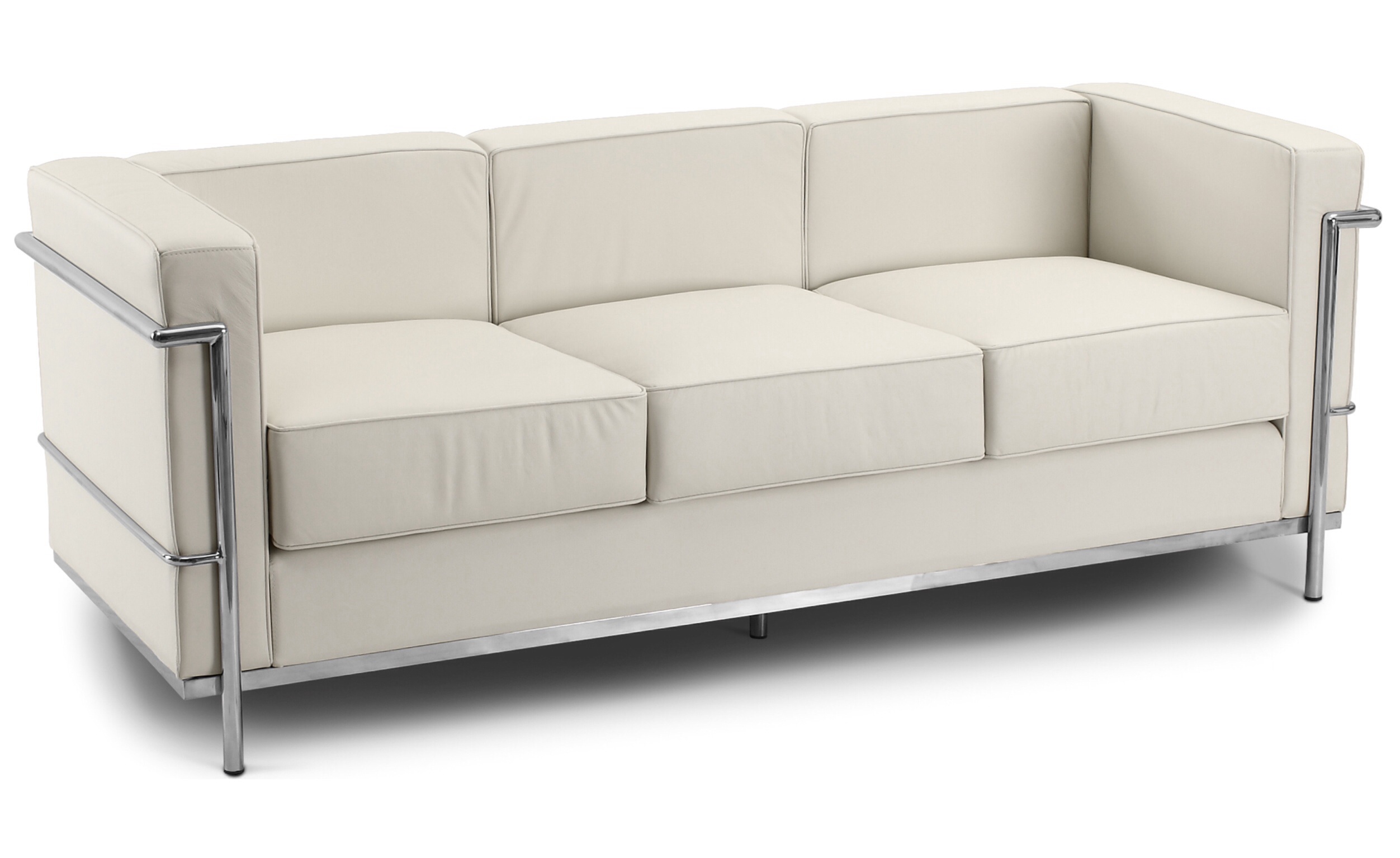 Corbusier 3 seater sofa faux leather ivory 1960 wide