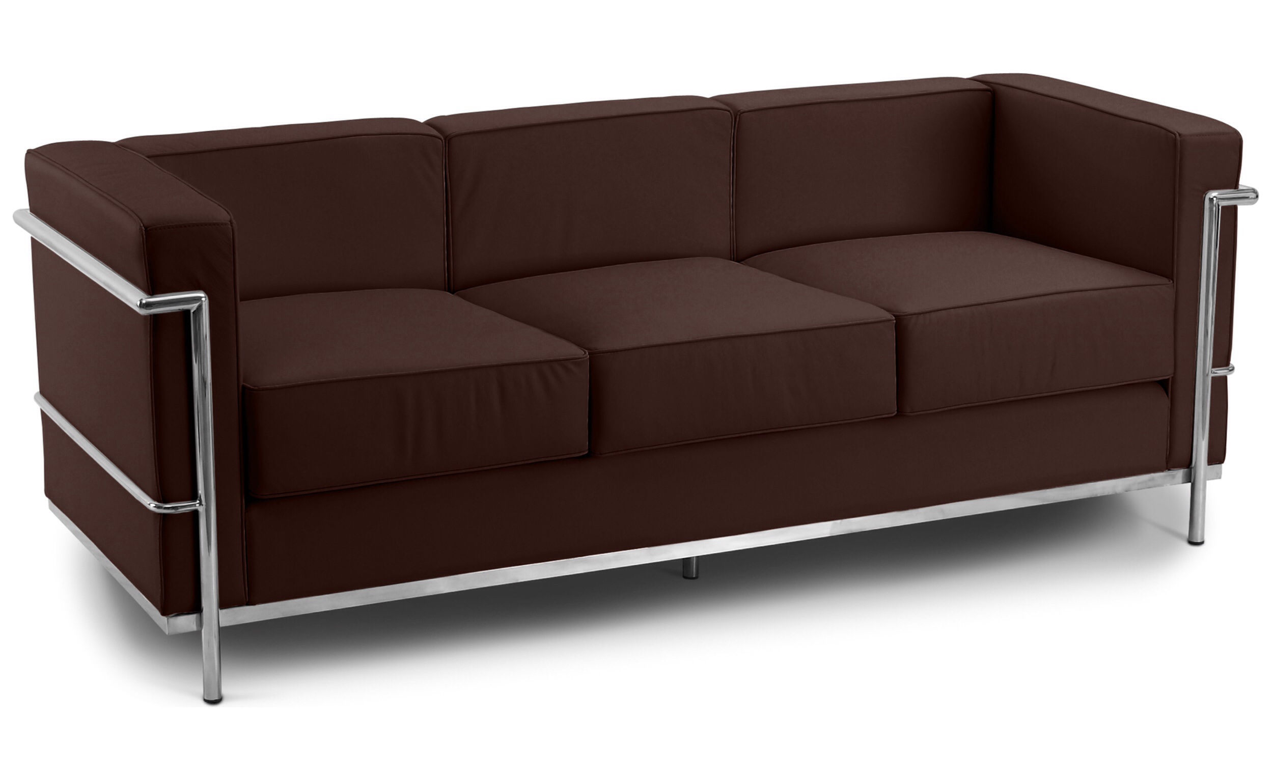 Corbusier 3 seater sofa faux leather chocolate 1960 wide