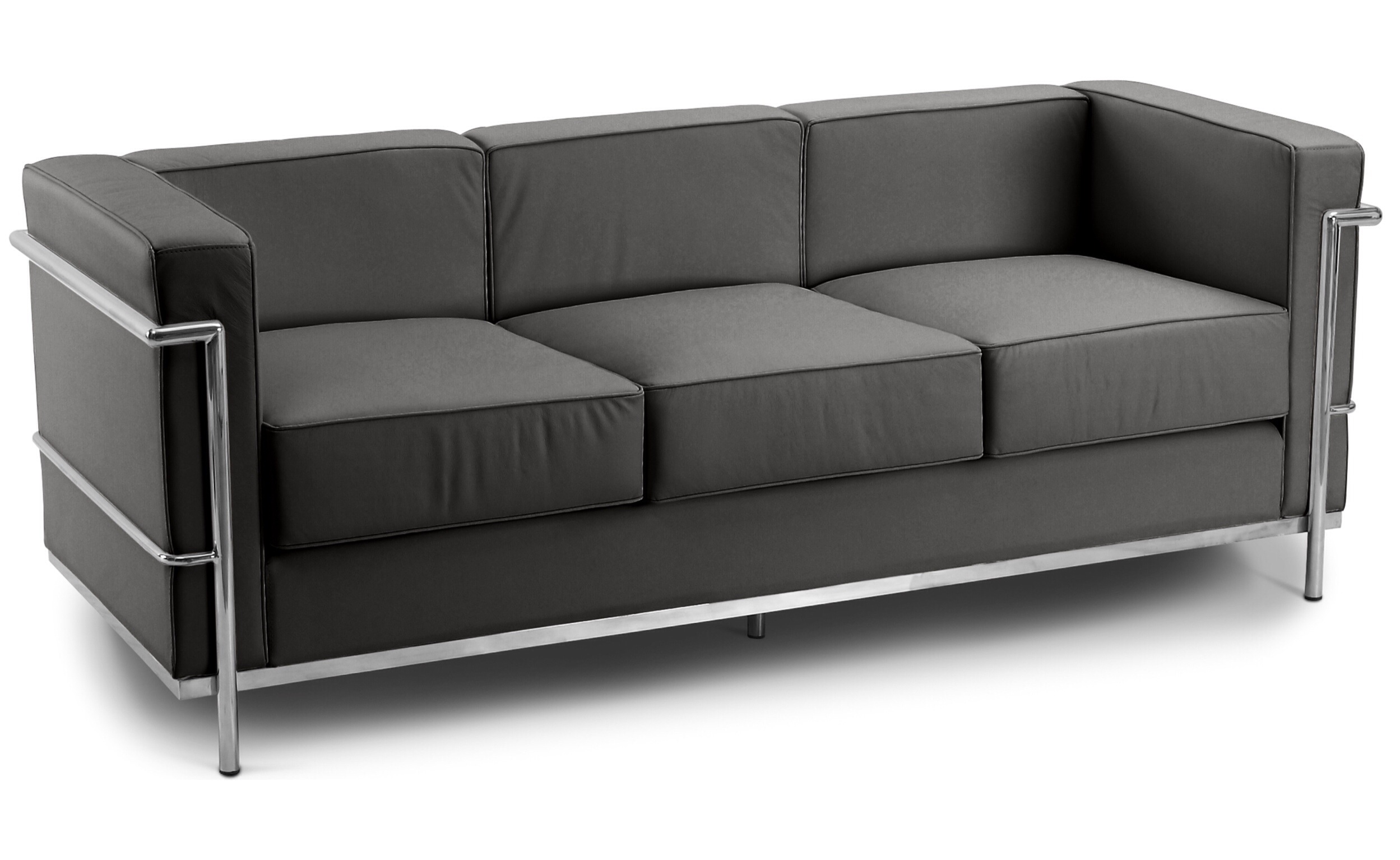 Corbusier 3 seater sofa faux leather graphite 1960 wide
