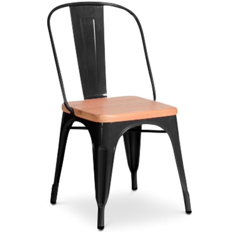 Bistro Retro Chair 450 mm high with wooden seat Black