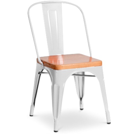 Bistro Retro Chair 450 mm high with wooden seat White