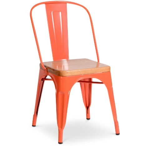 Bistro Retro Chair 450 mm high with wooden seat Orange