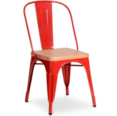 Bistro Retro Chair 450 mm high with wooden seat Red