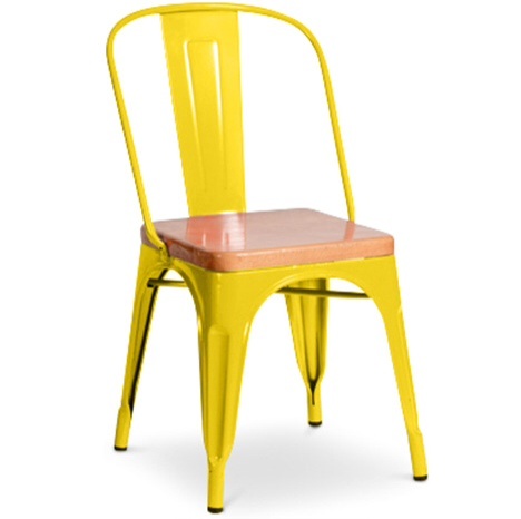Bistro Retro Chair 450 mm high with wooden seat Yellow