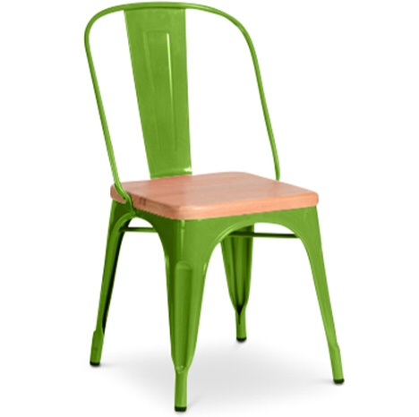 Bistro Retro Chair 450 mm high with wooden seat Green
