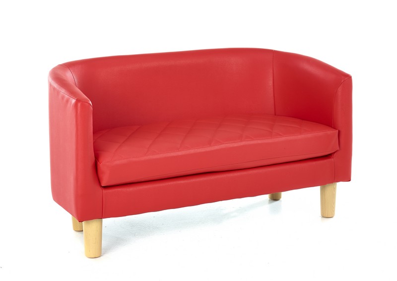 Red Quilted Tub Sofa