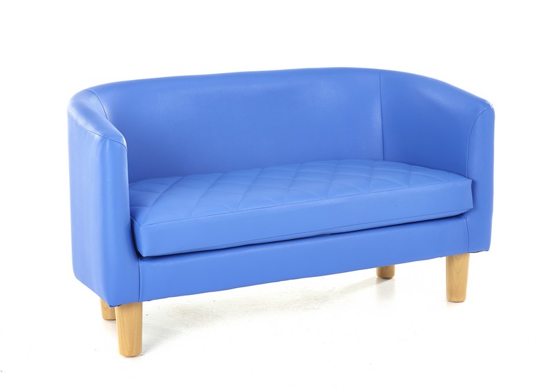 Blue Quilted Tub Sofa