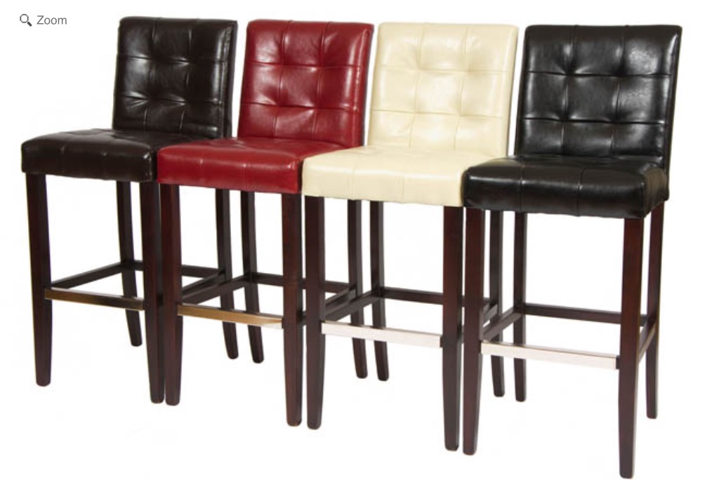 Leather back and seat pub stools wood frame