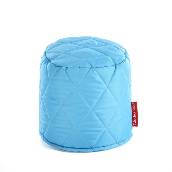 Small Outdoor Quilted Pouffe Blue