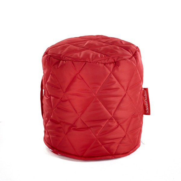Small Outdoor Quilted Pouffe Red