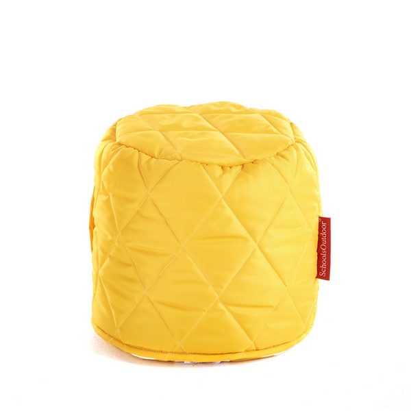 Small Outdoor Quilted Pouffe Yellow