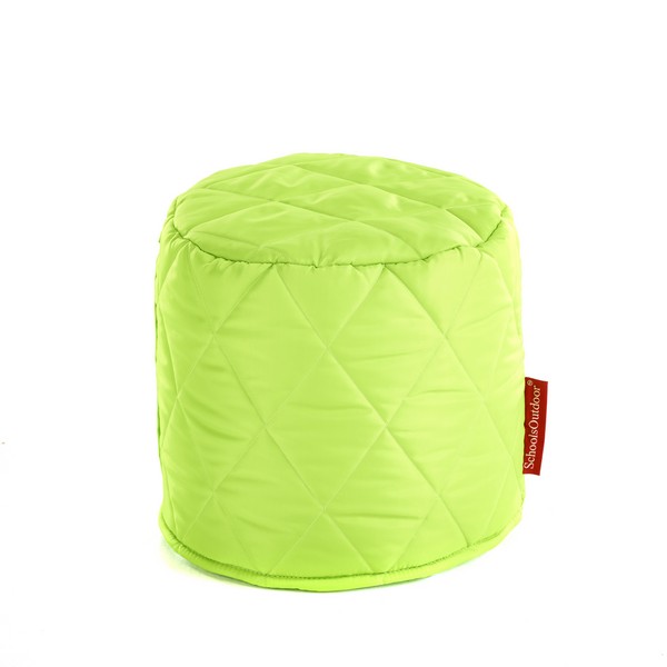 Small Outdoor Quilted Pouffe Green