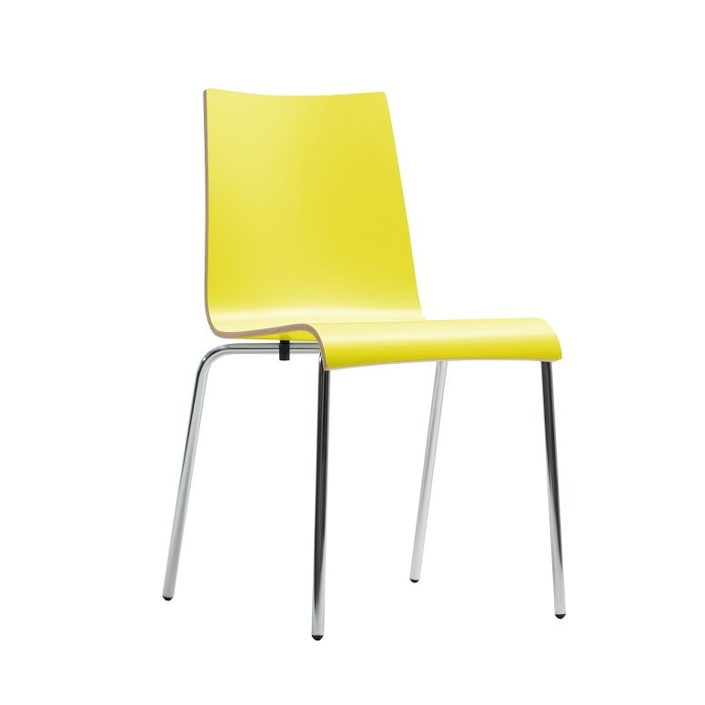 Desi Design Chair curved laminated with wood veneered edge in yellow