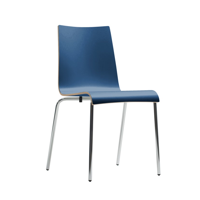 Desi Design Chair curved laminated with wood veneered edge in blue
