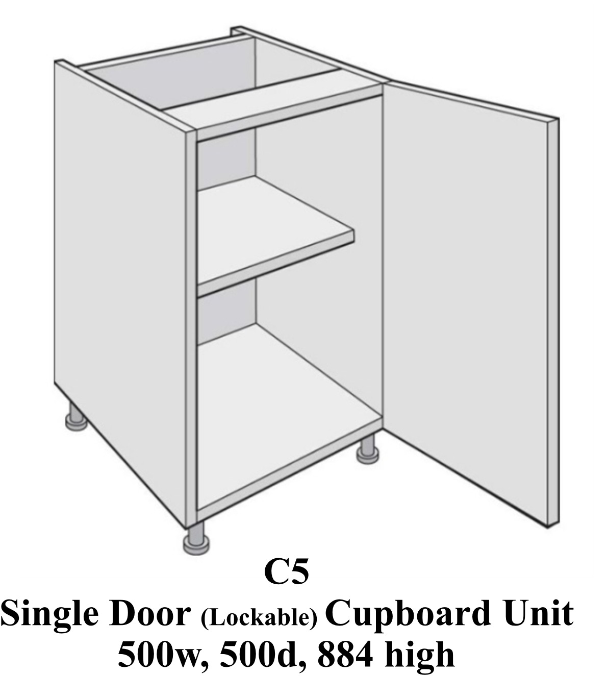 Single door laboratory classroom cabinet 500 wide