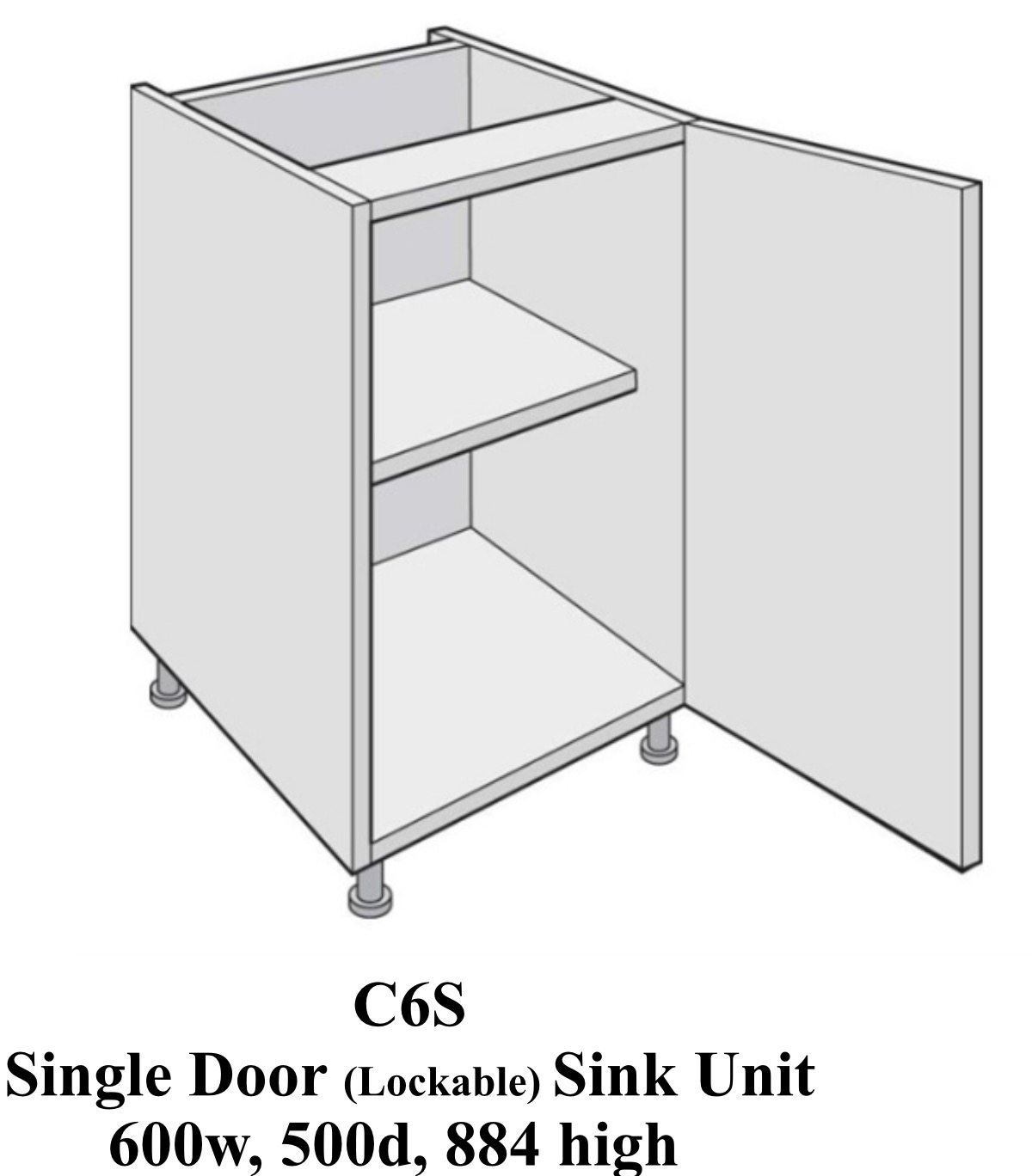 Single door laboratory classroom sink cabinet  600 wide
