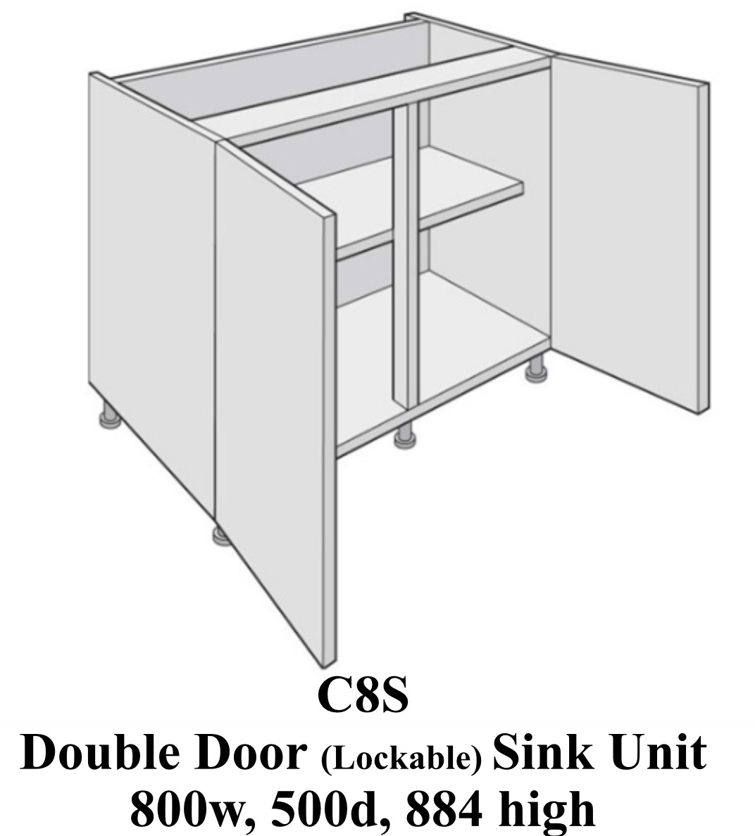 Single door laboratory classroom sink cabinet  800 wide