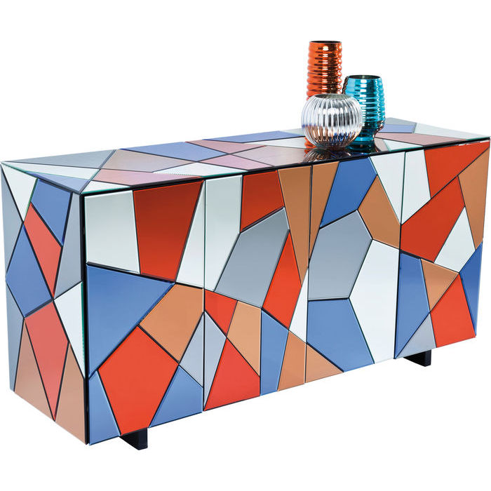 Designer sideboard with coloured glass panels 1530 w X 480 d X 780 h