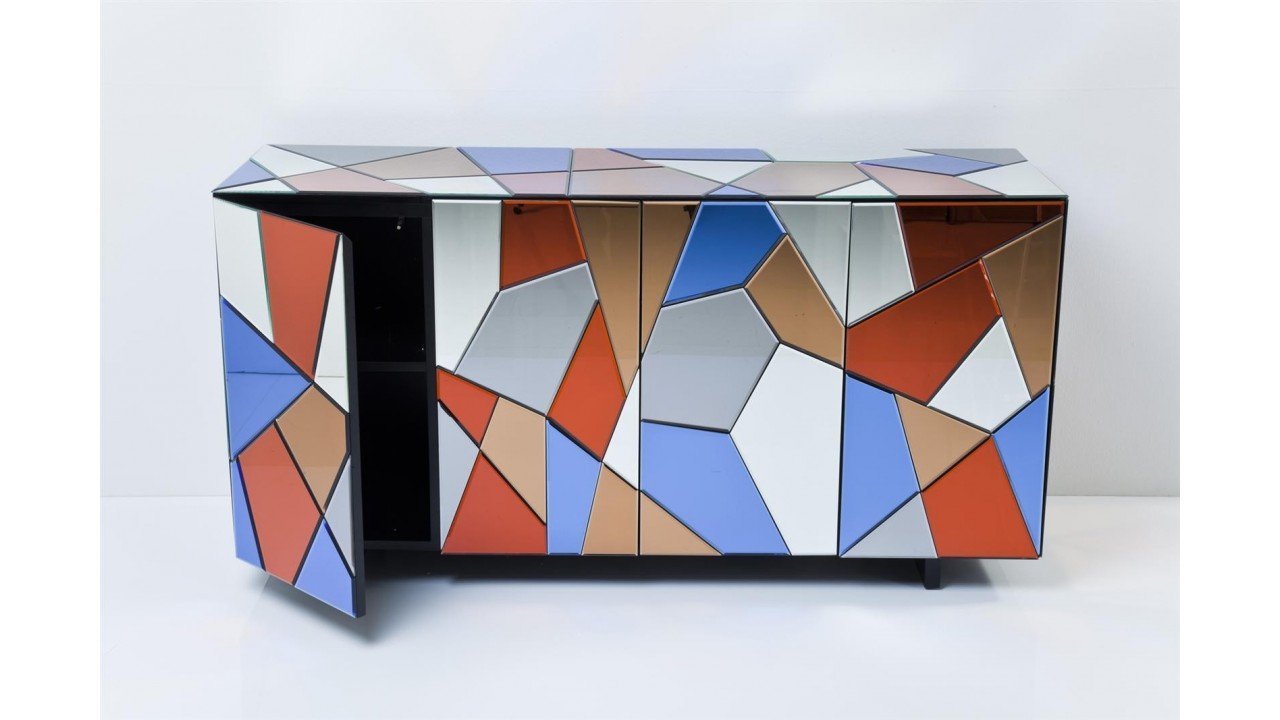 Designer sideboard with coloured glass panels 1530 w X 480 d X 780 h