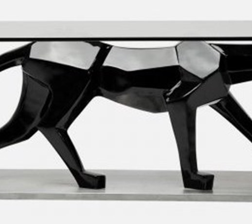 Designer Panther Coffee table fibreglass and glass 1400x700x480