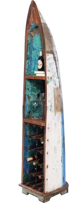 Designer Canoe wooden bookcase and wine rack 2100h X 500d X 450w