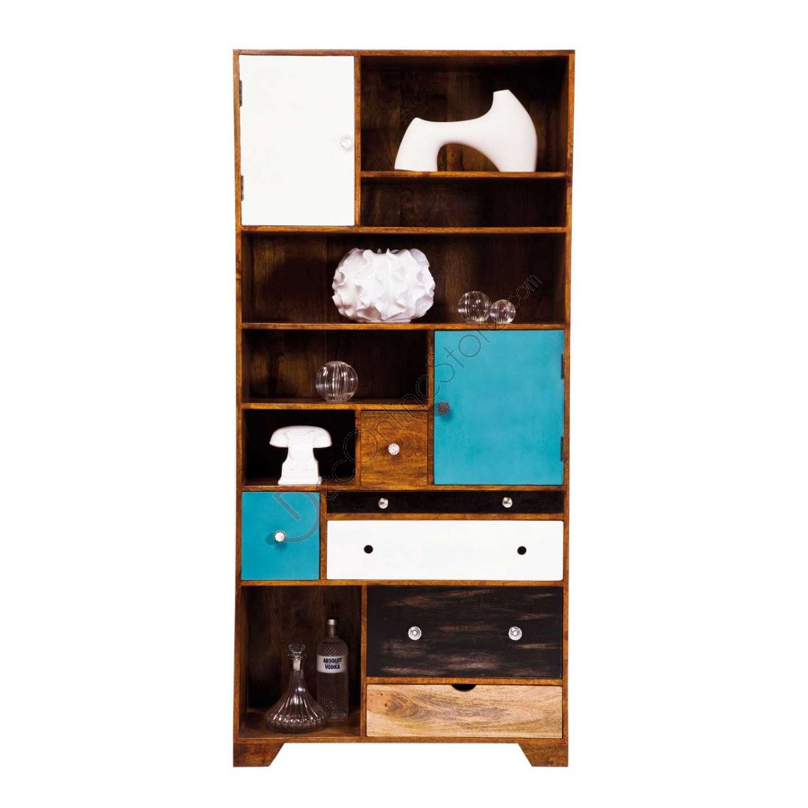 Designer Cabinet Wood Turquoise White Black  1910h X 350d X 900w