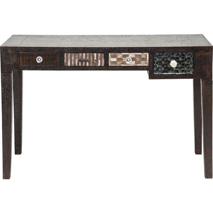 Designer desk wood with wood copper glass mosaic bone  drawers  1200wx600dx770h