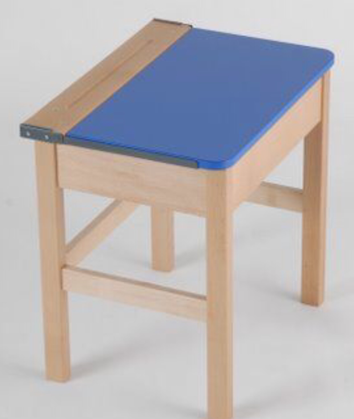 Beech Single Locker Wooden Desk with Blue Top 750h 