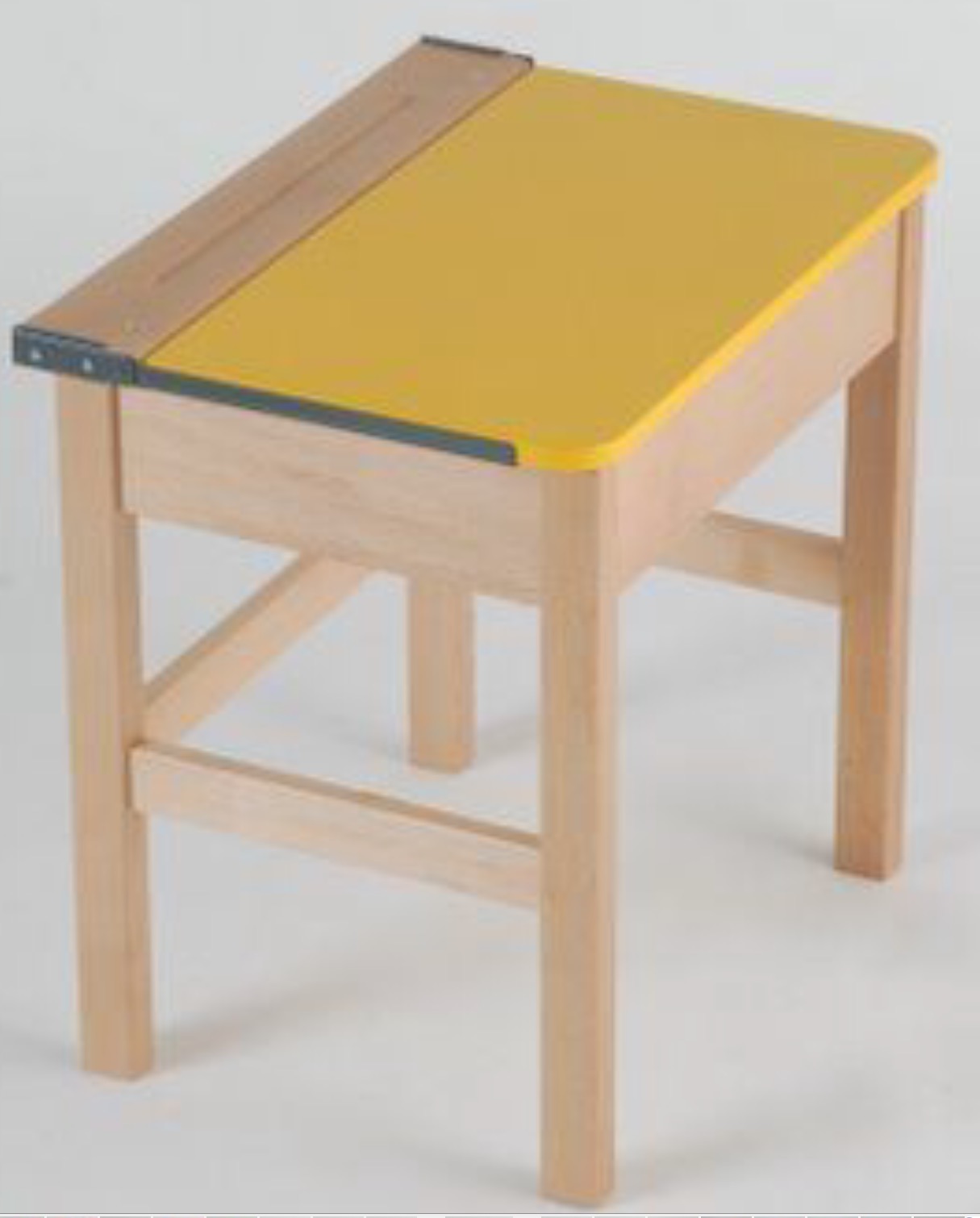 Beech Single Locker Wooden Desk with Yellow Top 750h 