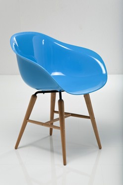Armrest beech leg designer chair plastic shell blue 